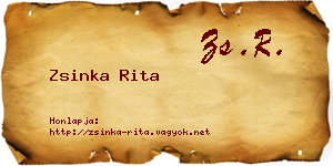Zsinka Rita névjegykártya