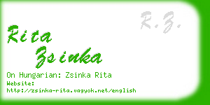 rita zsinka business card